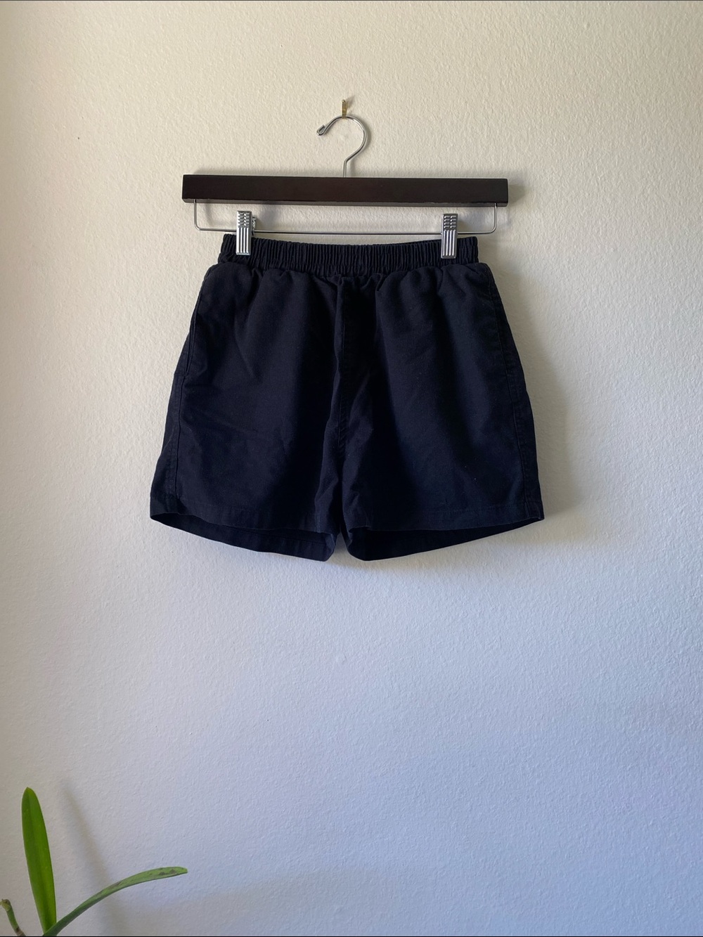 Women's Black Linen Blend Shorts with Elastic Waist